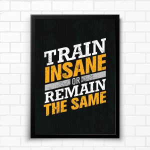 Train Insane Or Remain The Same Motivational Wall Poster and Inspirational Quote for Office and Home
